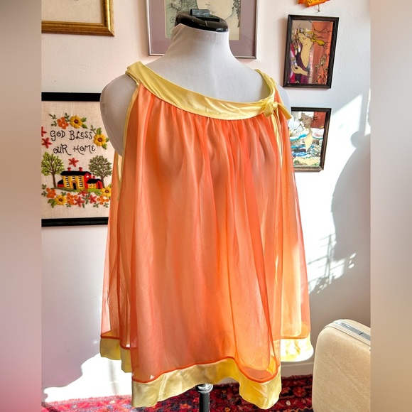 Vintage 1960s Slumber Suzy Sheer Nylon Babydoll Nightgown Camisole Top Pajamas - Picture 1 of 9